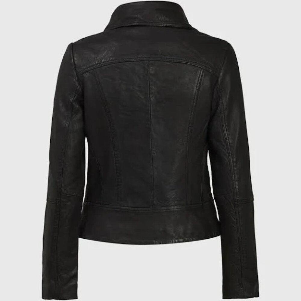 ALL SAINTS Black Belvedere Leather Moto Jacket Size - US 2 UK 6 - Picture 4 of 15